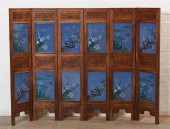 A CHINESE HARDWOOD AND PORCELA