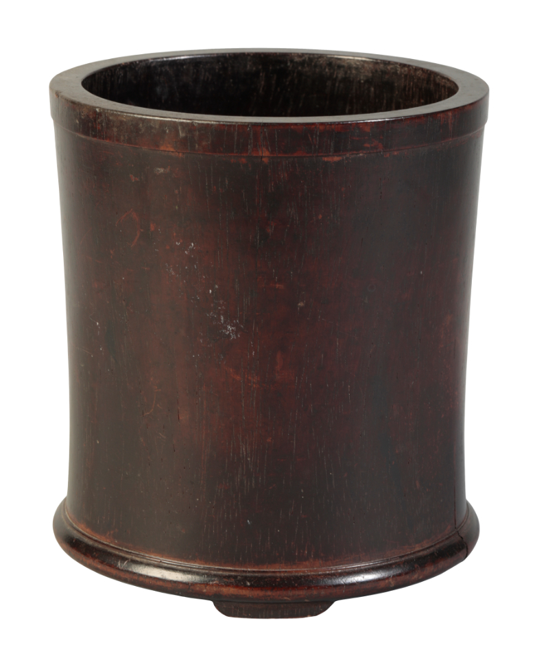 A CHINESE HARDWOOD BRUSH POT
