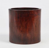 A CHINESE HARDWOOD BRUSH POTA