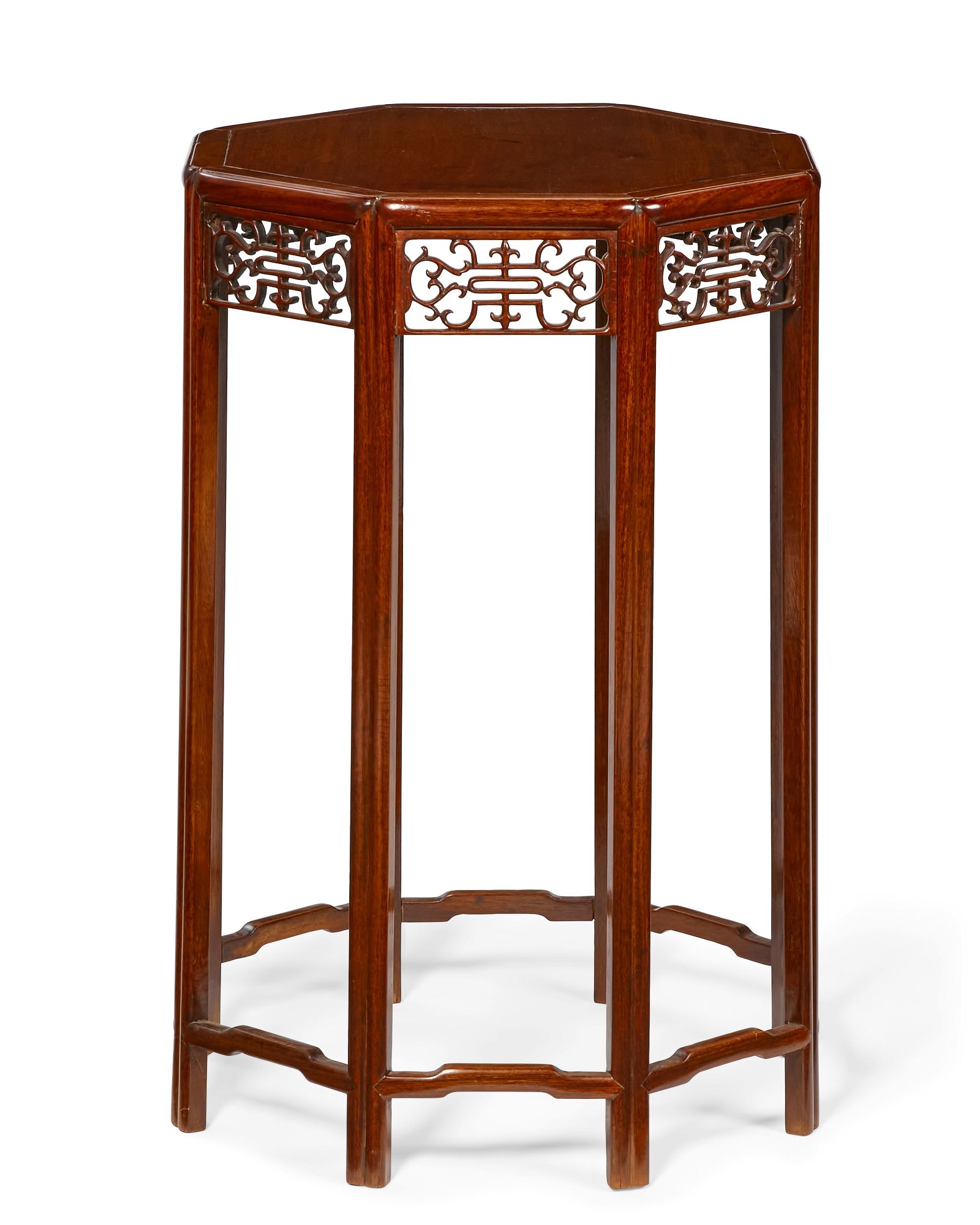 A CHINESE HARDWOOD OCTAGONAL