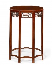 A CHINESE HARDWOOD OCTAGONAL O