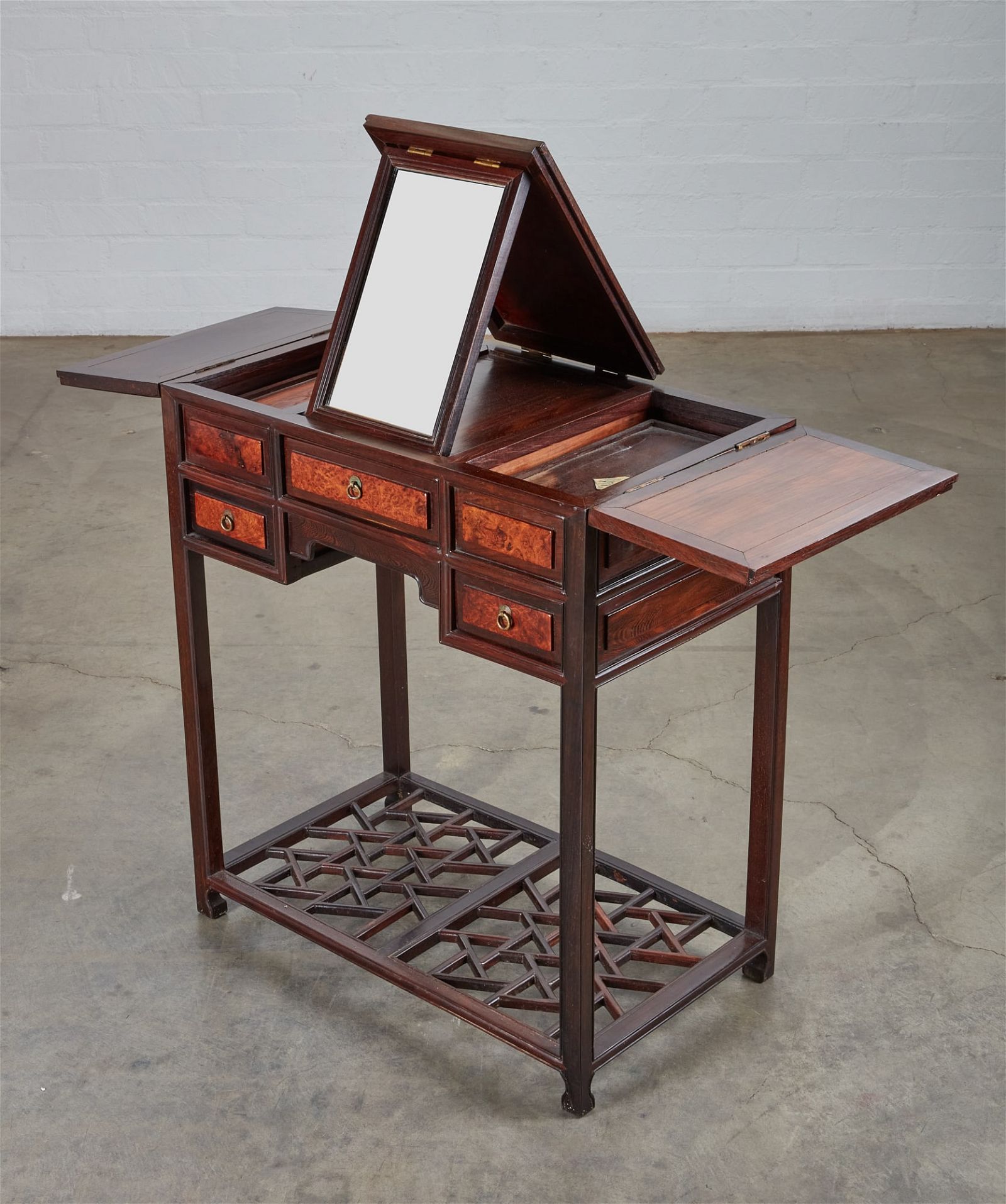 A CHINESE HARDWOOD VANITY TABLEA