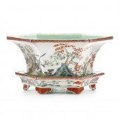 A CHINESE HEXAGONAL PORCELAIN