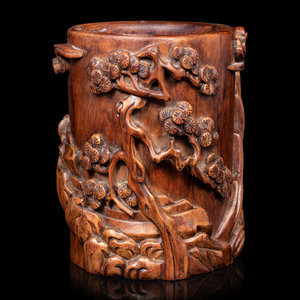 A Chinese Huagnhuali Brushpot,