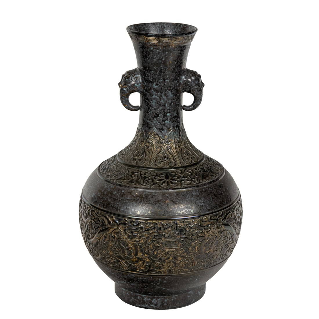 A CHINESE IMITATION BRONZE GLAZED