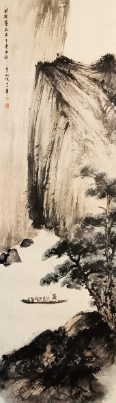 A CHINESE INK AND COLOR SCROLL