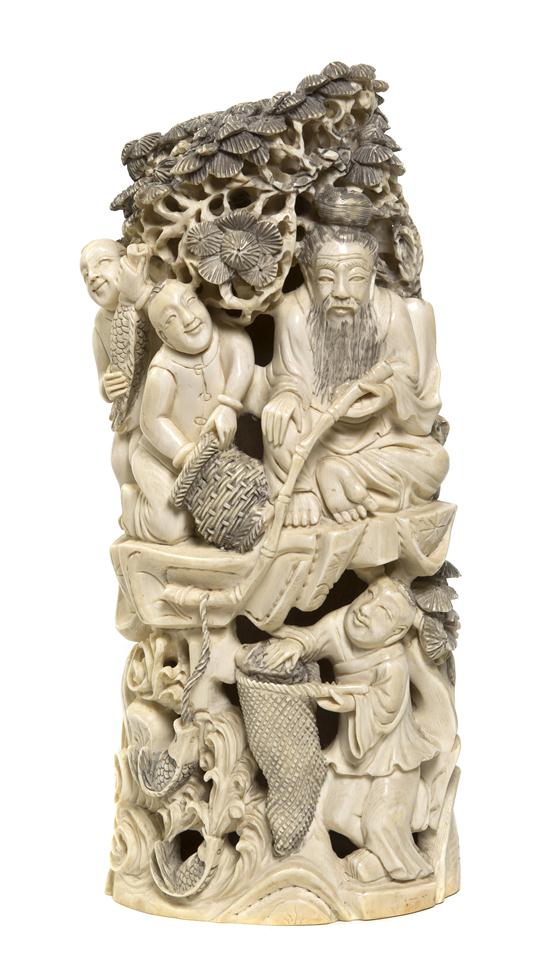 A Chinese Ivory Carving depicting
