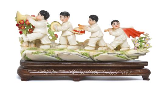 A Chinese Ivory Figure of Musicians