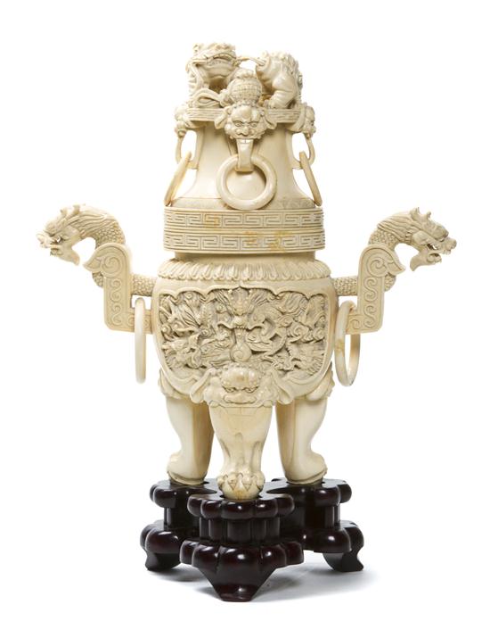 A Chinese Ivory Tripod Censer