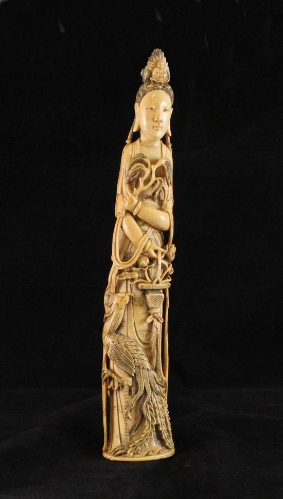A Chinese ivory tusk carving of