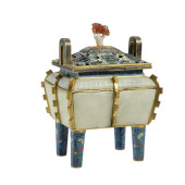 A CHINESE JADE INLAID CLOISONN