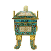 A CHINESE JADE INLAID CLOISONN