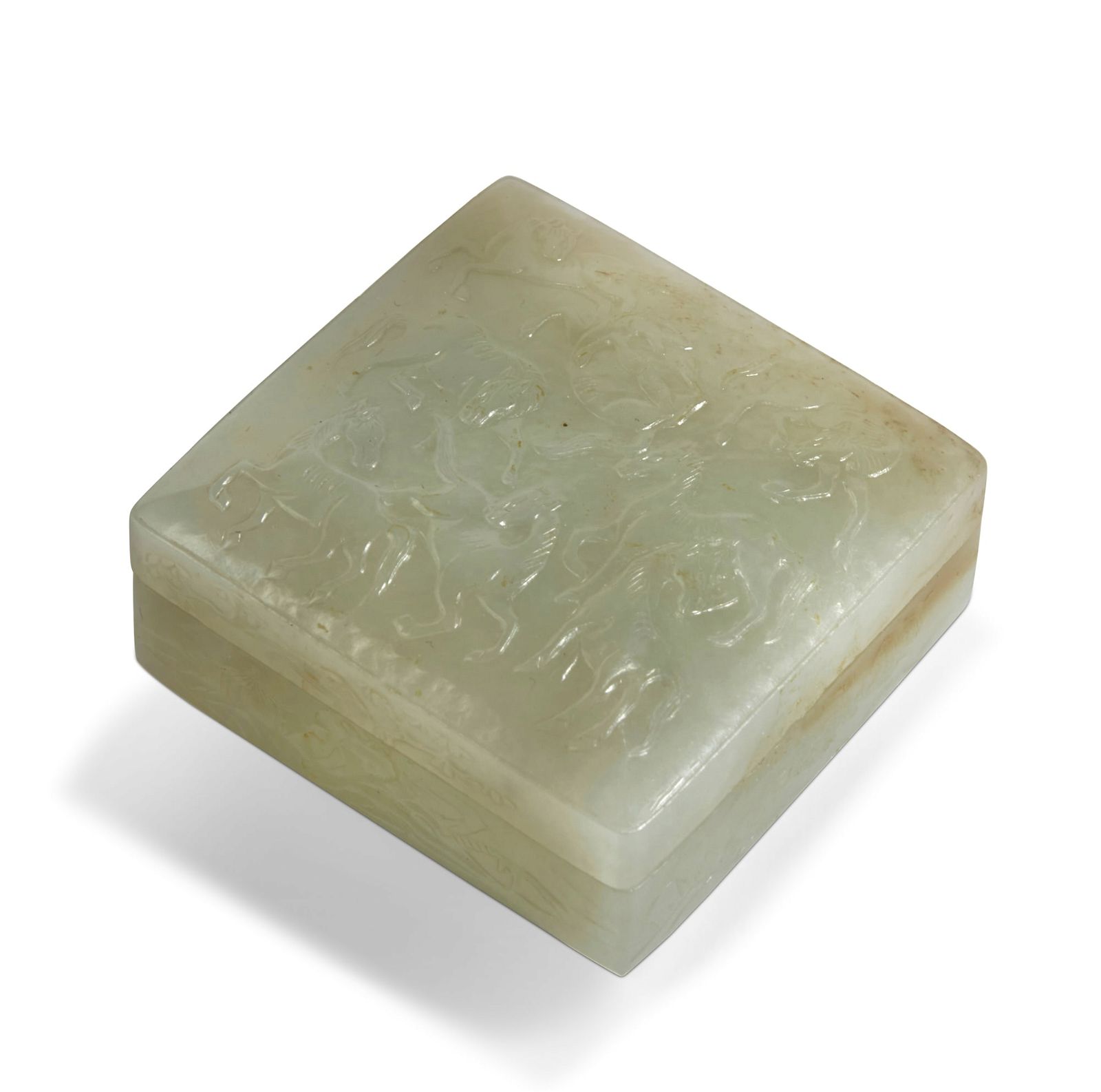A CHINESE JADE SQUARE COVERED