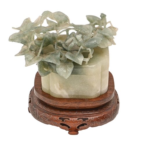 A Chinese jade treasure box, late