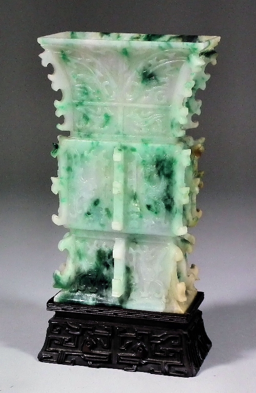 A Chinese jadeite ''Fanghu'' shaped