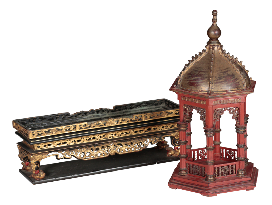 A CHINESE LACQUER GILTWOOD