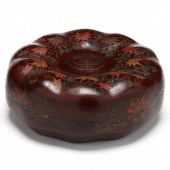 A CHINESE LACQUER PUMPKIN SHAP