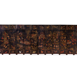 A Chinese Lacquer Twelve-Panel