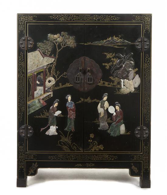 A Chinese Lacquered and Hardstone