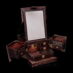 A Chinese Lacquered Wood Mirror