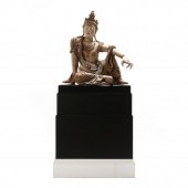 A CHINESE LIFESIZE SEATED CARV