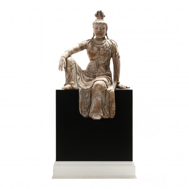 A CHINESE LIFESIZE SEATED GUANYIN