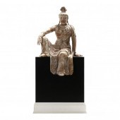 A CHINESE LIFESIZE SEATED GUAN