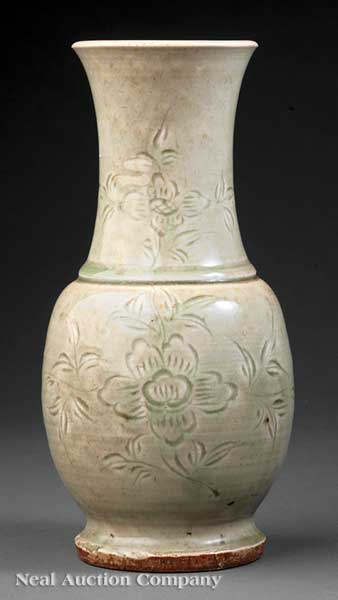 A Chinese Longquan Celadon Baluster
