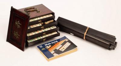 A Chinese mahjong set, cased in