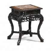 A CHINESE MARBLE INSET CARVED