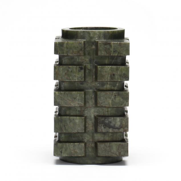 A CHINESE NEPHRITE JADE CONG Of