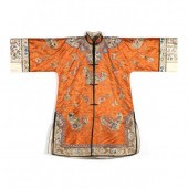 A CHINESE ORANGE GROUND SILK E
