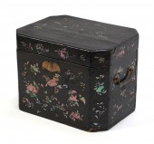 A CHINESE PAINT DECORATED BLAC