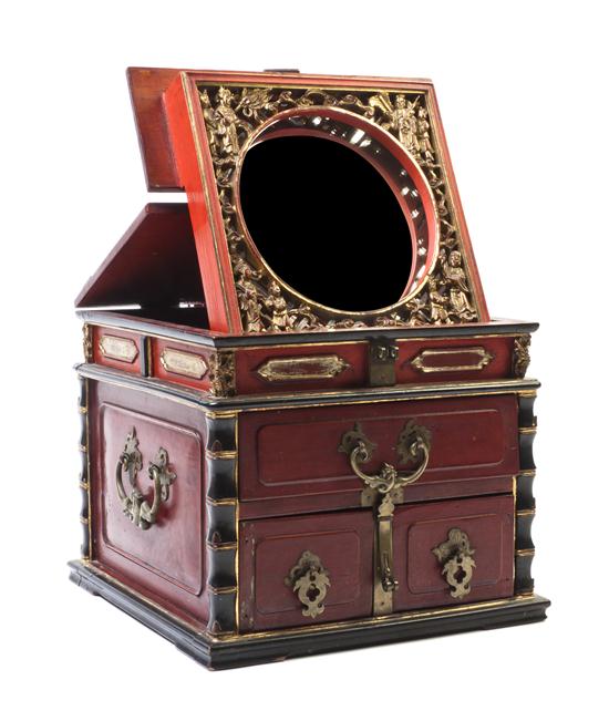 A Chinese Painted and Gilt Wood