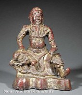 A Chinese Painted Bronze Figur