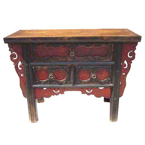 A Chinese Painted Elm 3-Drawer
