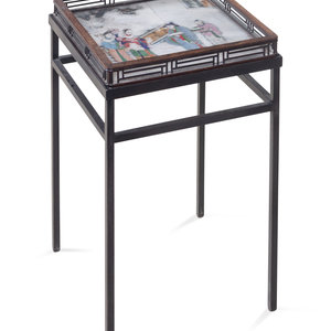 A Chinese Painted Marble Inset
