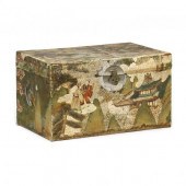 A CHINESE PAINTED PIGSKIN BLAN