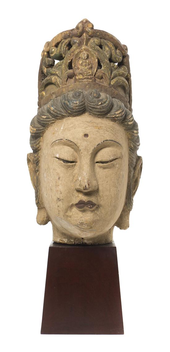 * A Chinese Painted Stucco Head