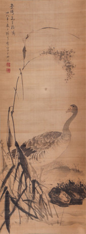 A CHINESE PAINTING GOOSE SIGNE