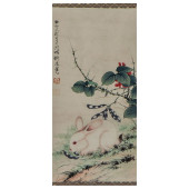 A CHINESE PAINTING OF A RABBIT