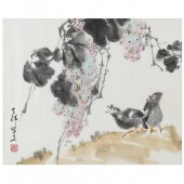 A CHINESE PAINTING OF BIRDS AN