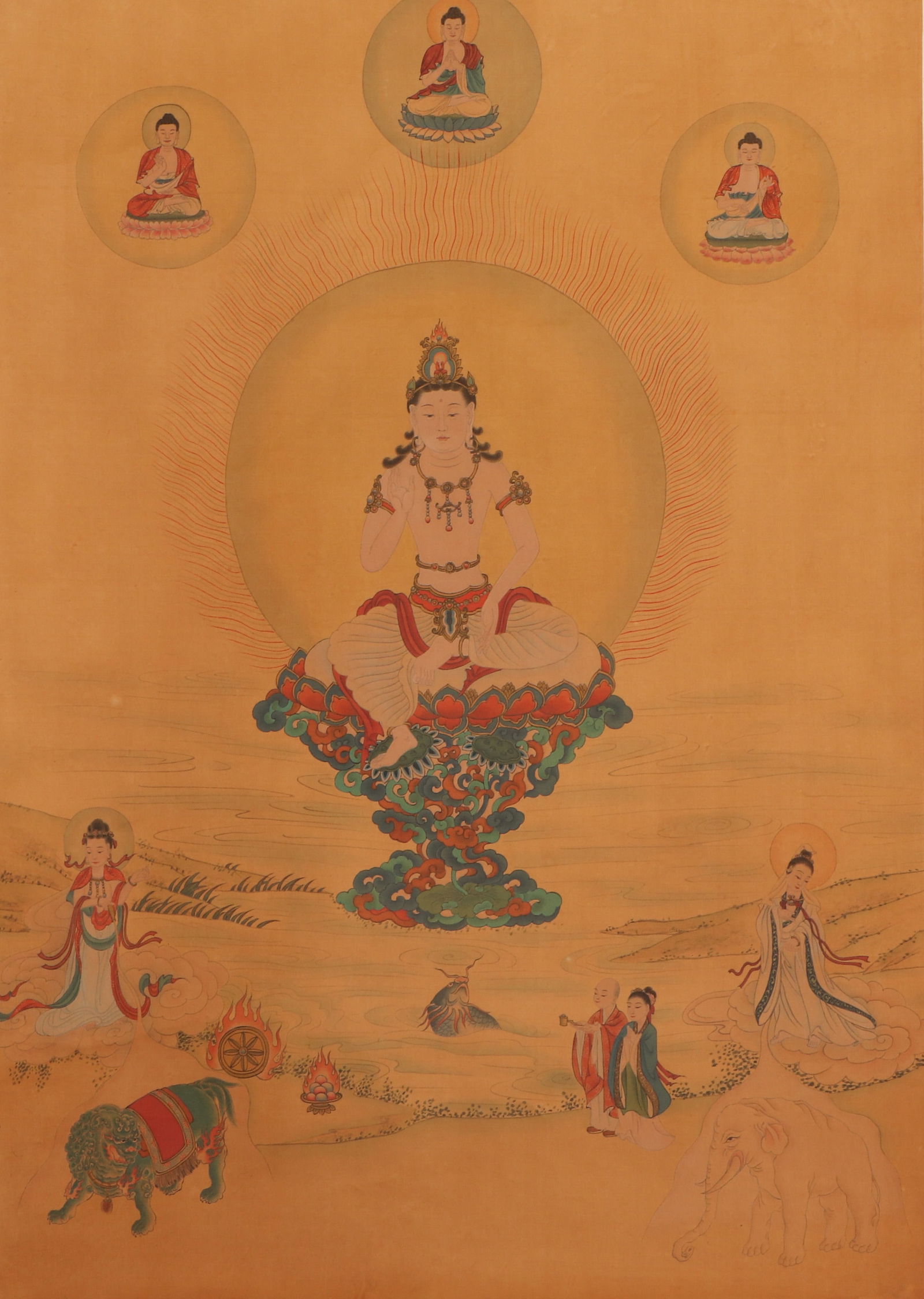 A CHINESE PAINTING OF BUDDHAS