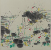A CHINESE PAINTING OF DUCKS<br