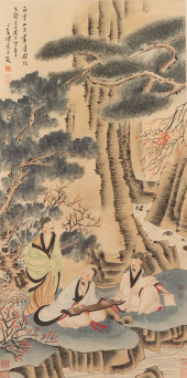 A CHINESE PAINTING OF FIGURES