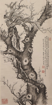 A CHINESE PAINTING OF INK PLUM
