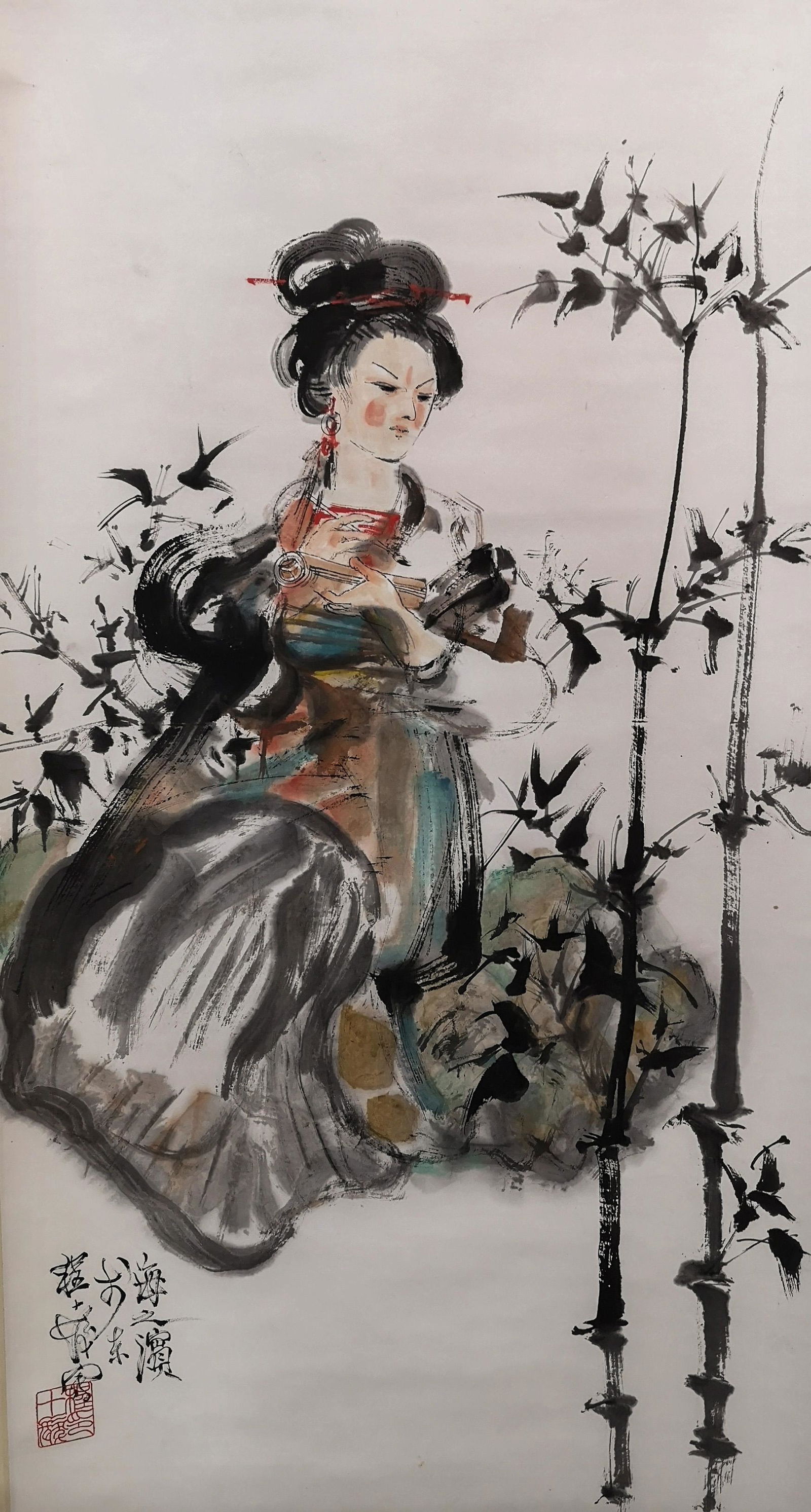 A CHINESE PAINTING OF LADY AND