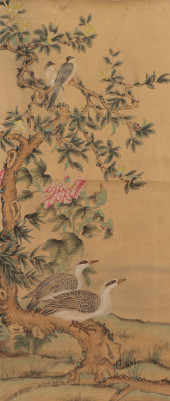 A CHINESE PAINTING OF LOVE BIR