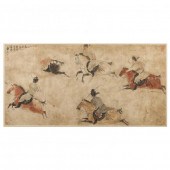A CHINESE PAINTING OF MEN PLAY