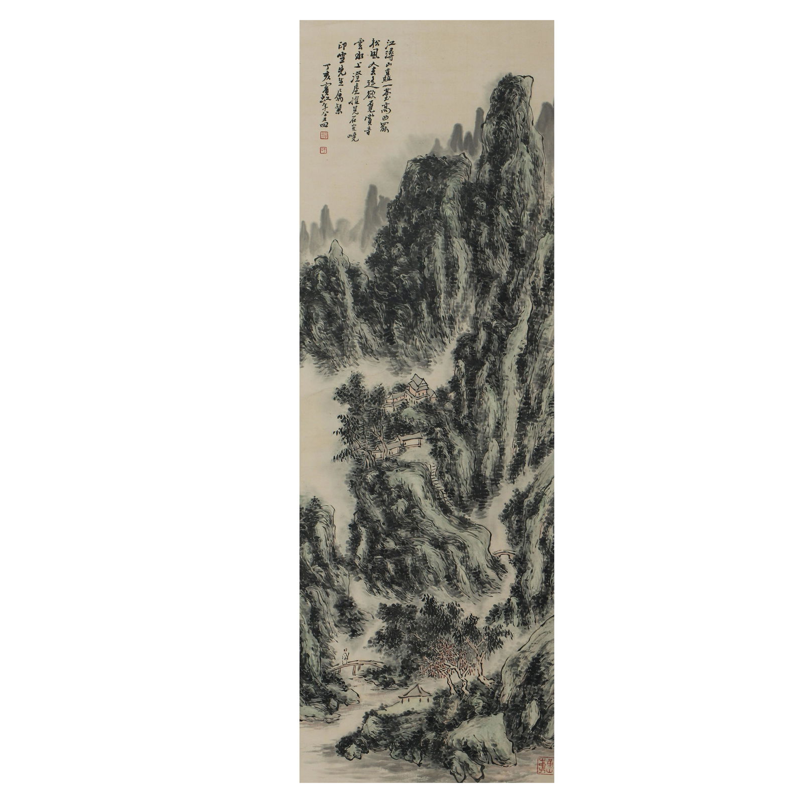 A CHINESE PAINTING OF MOUNTAINS